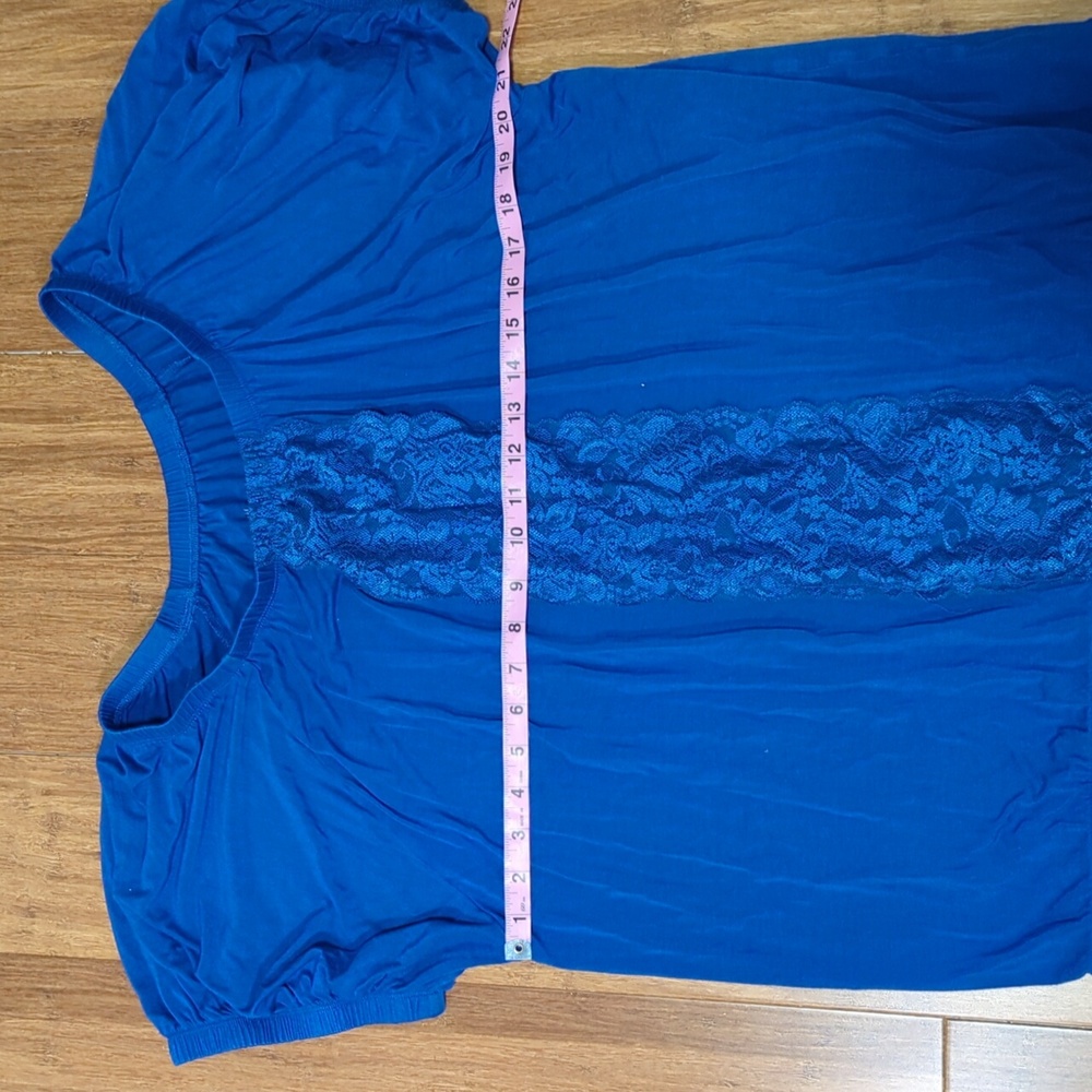 Lane Bryant Peasant Style Blue Top with Lace. - Picture 8 of 12